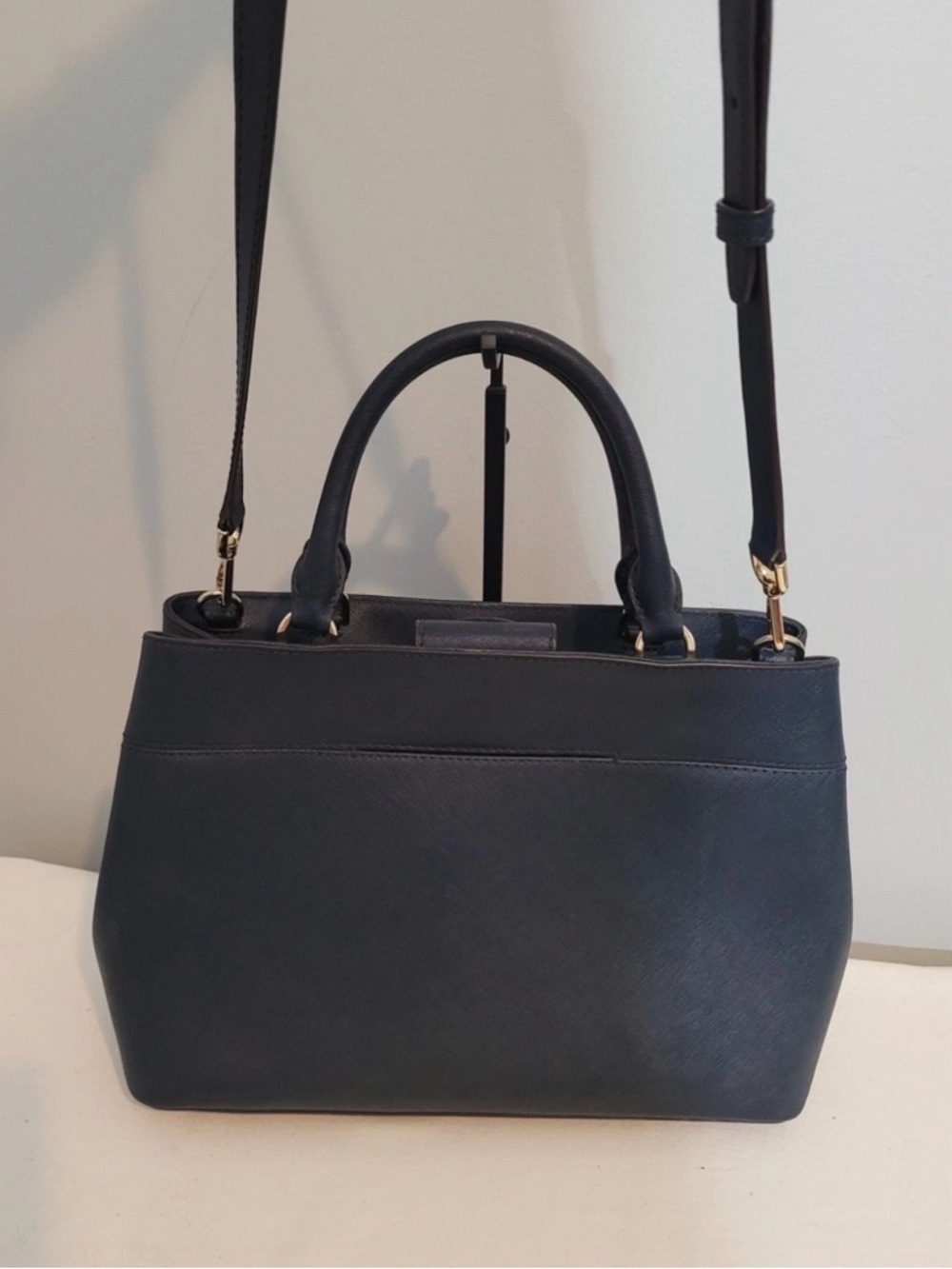 Michael Kors Navy Saffiano Satchel Crossbody Bag with Gold Hardware - Picture 2 of 16